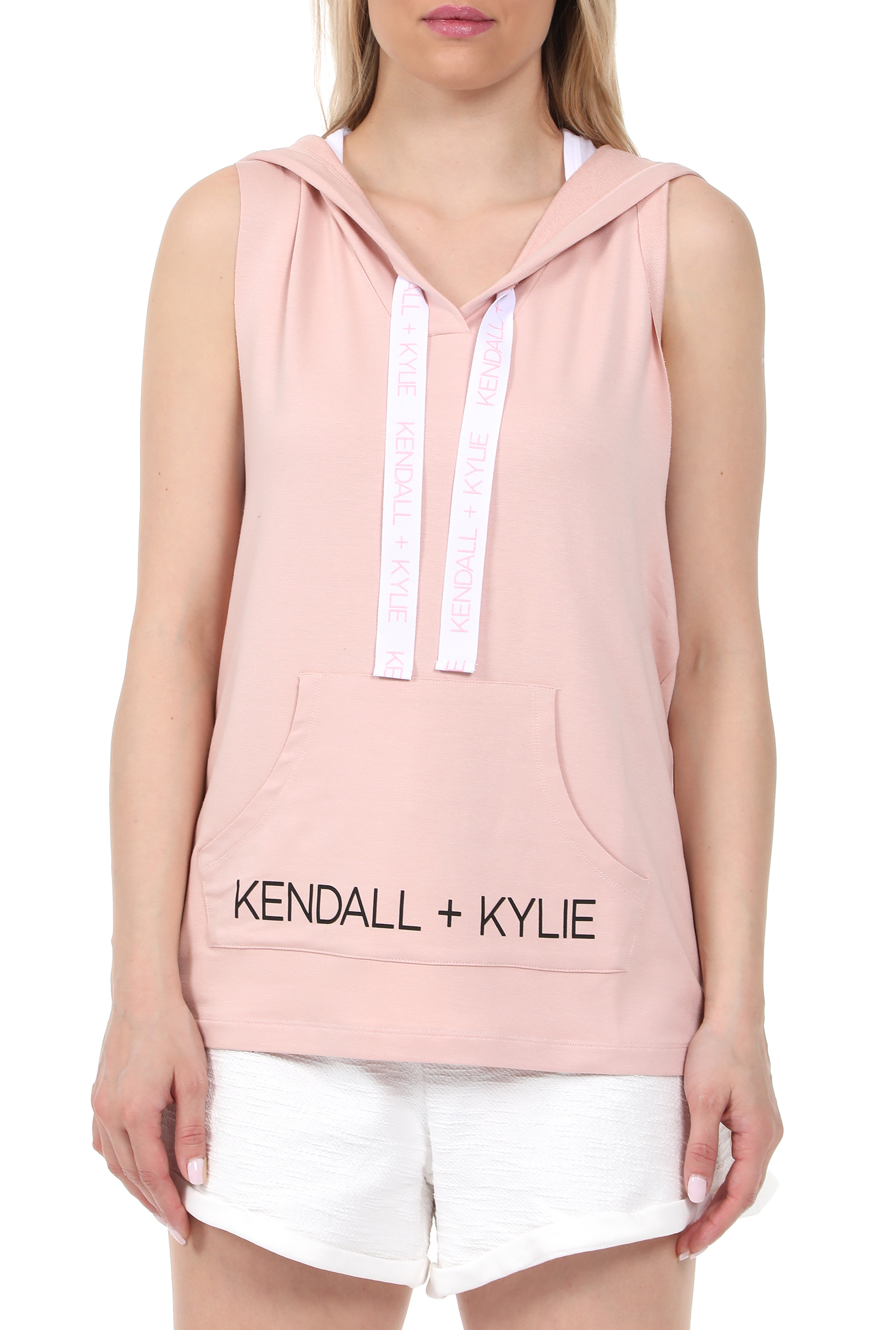 Γυναικεία/Ρούχα/Φούτερ/Μπλούζες KENDALL + KYLIE - Γυναικεία φούτερ μπλούζα KENDALL + KYLIE W HOODY LOGO ροζ