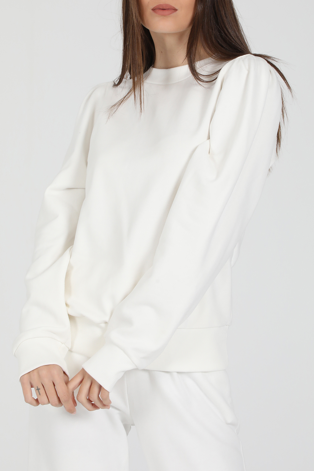Γυναικεία/Ρούχα/Φούτερ/Μπλούζες LA DOLLS - Γυναικεία φούτερ μπλούζα LA DOLLS SOPHIE λευκή