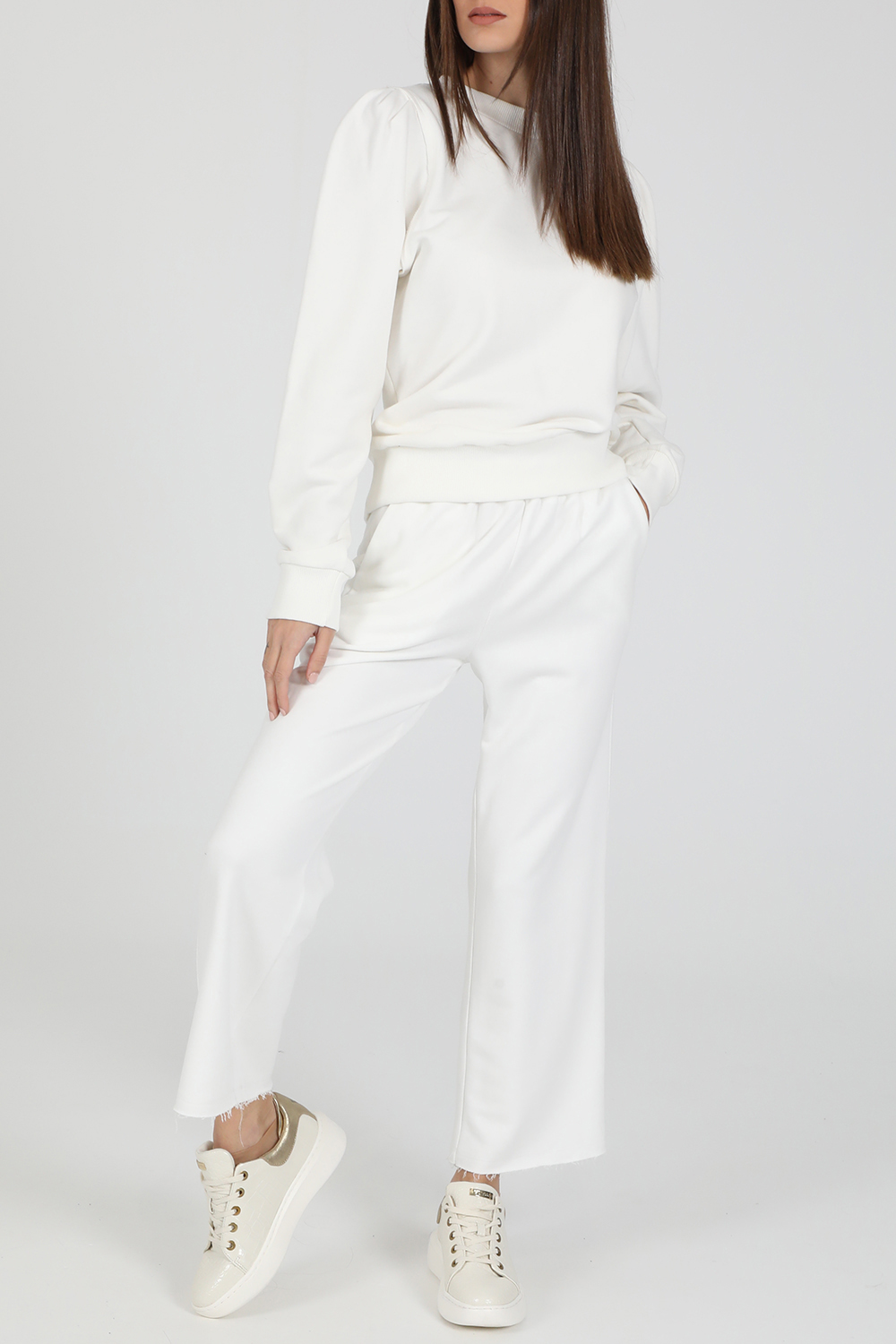Γυναικεία/Ρούχα/Παντελόνια/Παντελόνες LA DOLLS - Γυναικείο παντελόνι LA DOLLS COSY λευκό