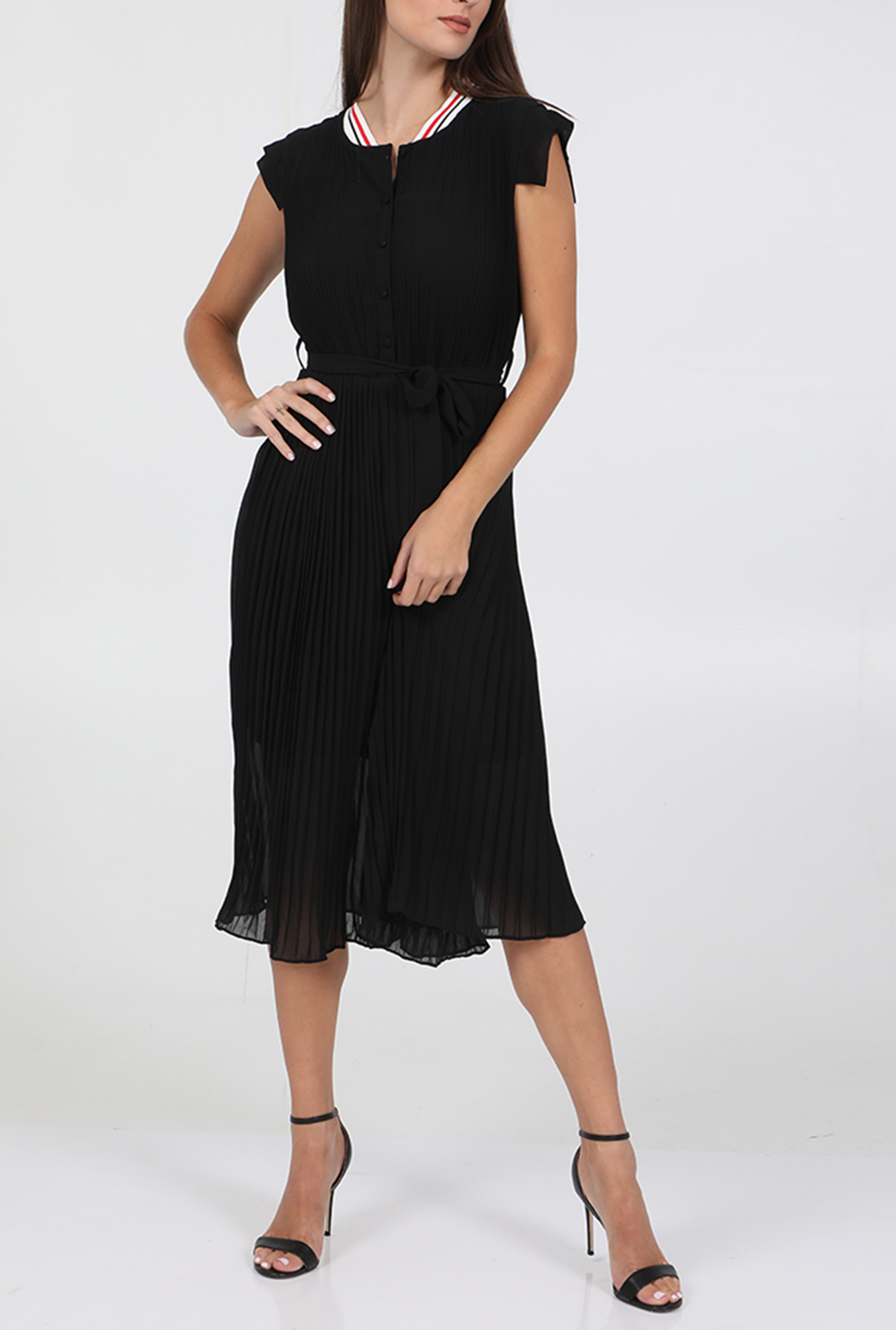 Γυναικεία/Ρούχα/Φόρεματα/Μέχρι το γόνατο LILI SIDONIO - Γυναικείο μίντι πλισέ φόρεμα LILI SIDONIO μαύρο