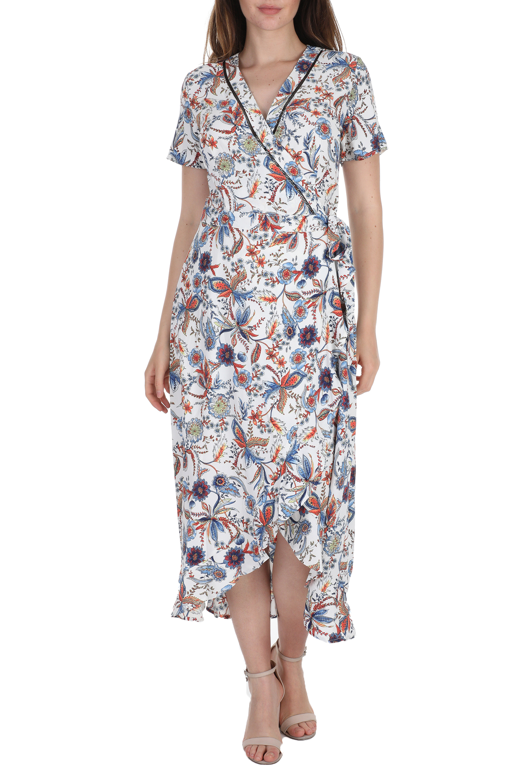 MOLLY BRACKEN – Γυναικειο maxi φορεμα MOLLY BRACKEN λευκο μπλε