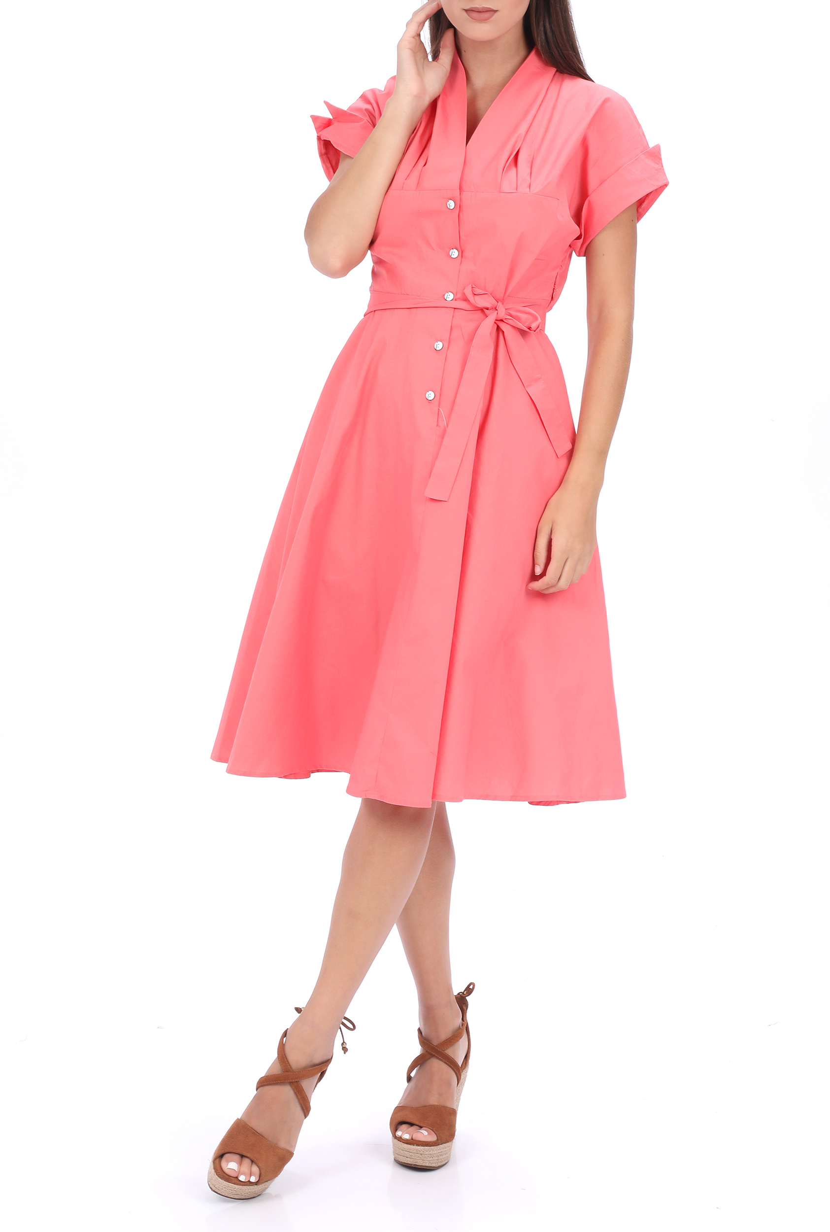 Γυναικεία/Ρούχα/Φόρεματα/Μέχρι το γόνατο MOLLY BRACKEN - Γυναικείο midi φόρεμα MOLLY BRACKEN ροζ