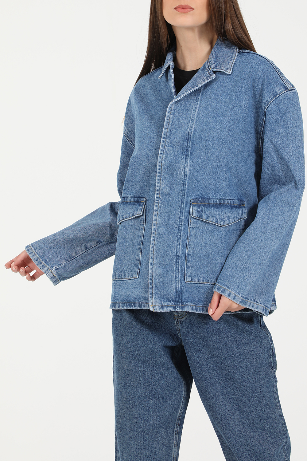 NA-KD – Γυναικείο jean jacket NA-KD PATCH POCKET DENIM μπλε 1825768.0-002A