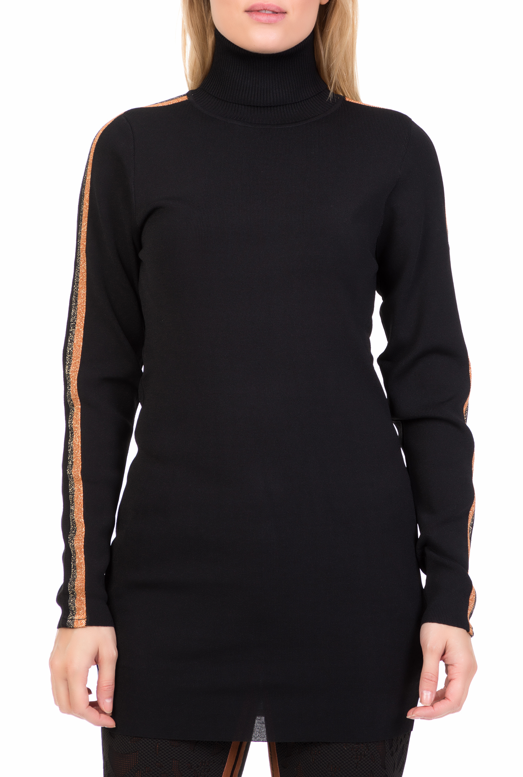 Γυναικεία/Ρούχα/Πλεκτά-Ζακέτες/Πουλόβερ NU - Γυναικεία μακρυμάνικη μπλούζα με ζιβάγκο NU μαύρη
