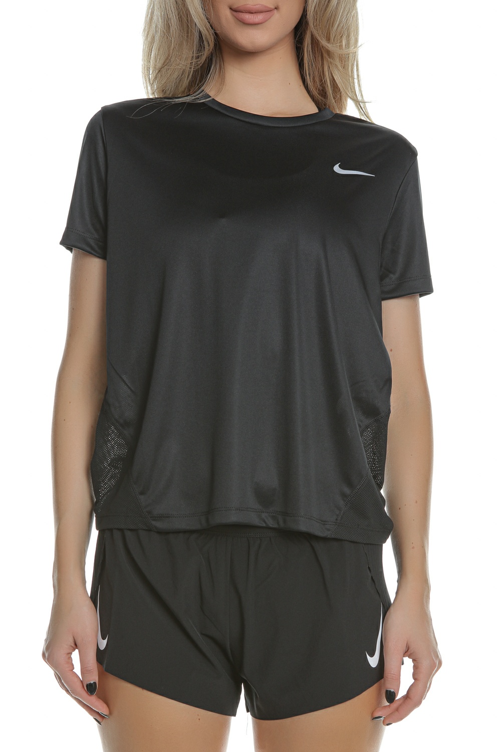 NIKE – Γυναικεια κοντομανικη μπλουζα για τρεξιμο Nike Miler μαυρη