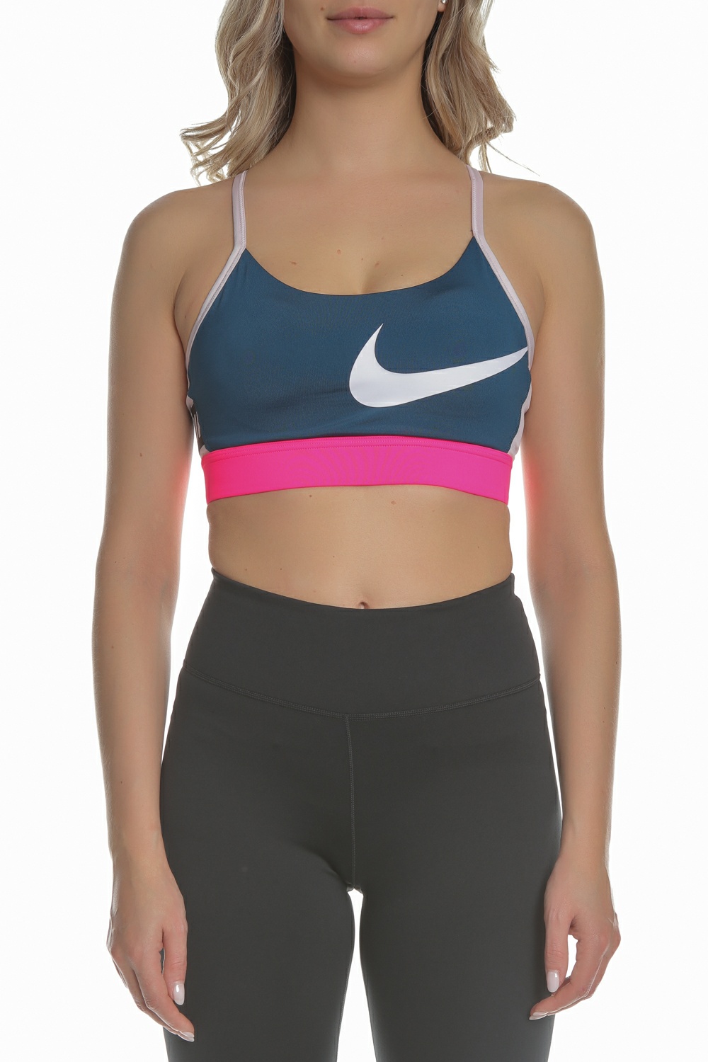 Γυναικεία/Ρούχα/Αθλητικά/Μπουστάκια NIKE - Γυναικείο αθλητικό μπουστάκι NIKE ICNCLSH BRA LIGHT μπλε ροζ