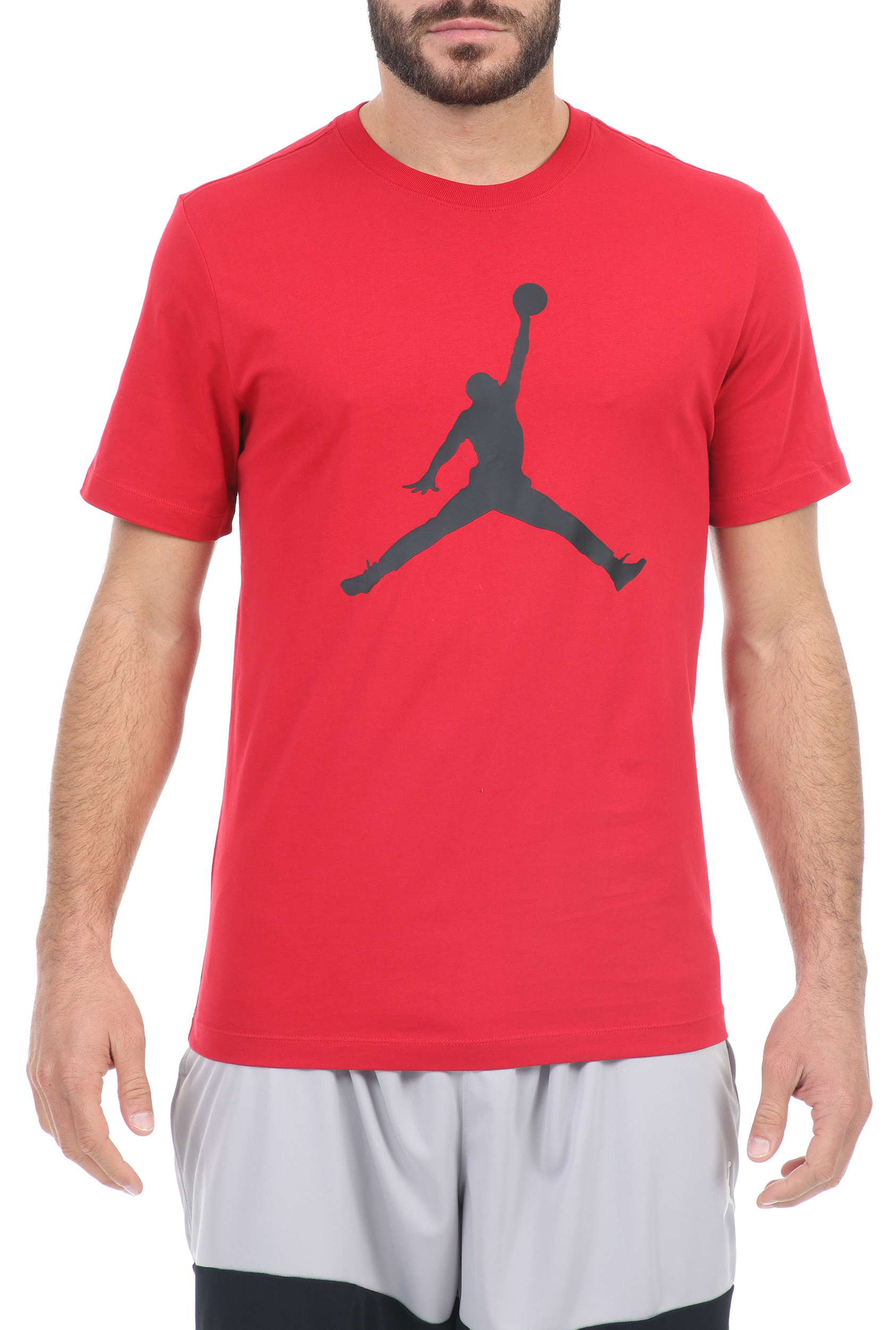 Ανδρικά/Ρούχα/Αθλητικά/T-shirt NIKE - Ανδρικό αθλητικό t-shirt ΝΙΚΕ M J JUMPMAN SS CREW κόκκινο