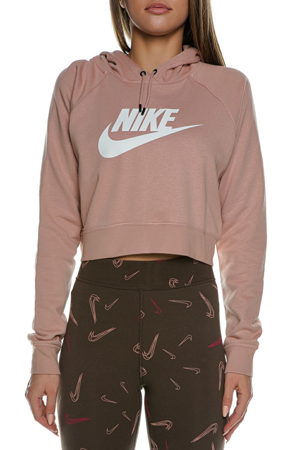 Γυναικεία/Ρούχα/Φούτερ/Μπλούζες NIKE - Γυναικεία cropped φούτερ μπλούζα NIKE NSW ESSNTL FLC GX CROP HDY ροζ
