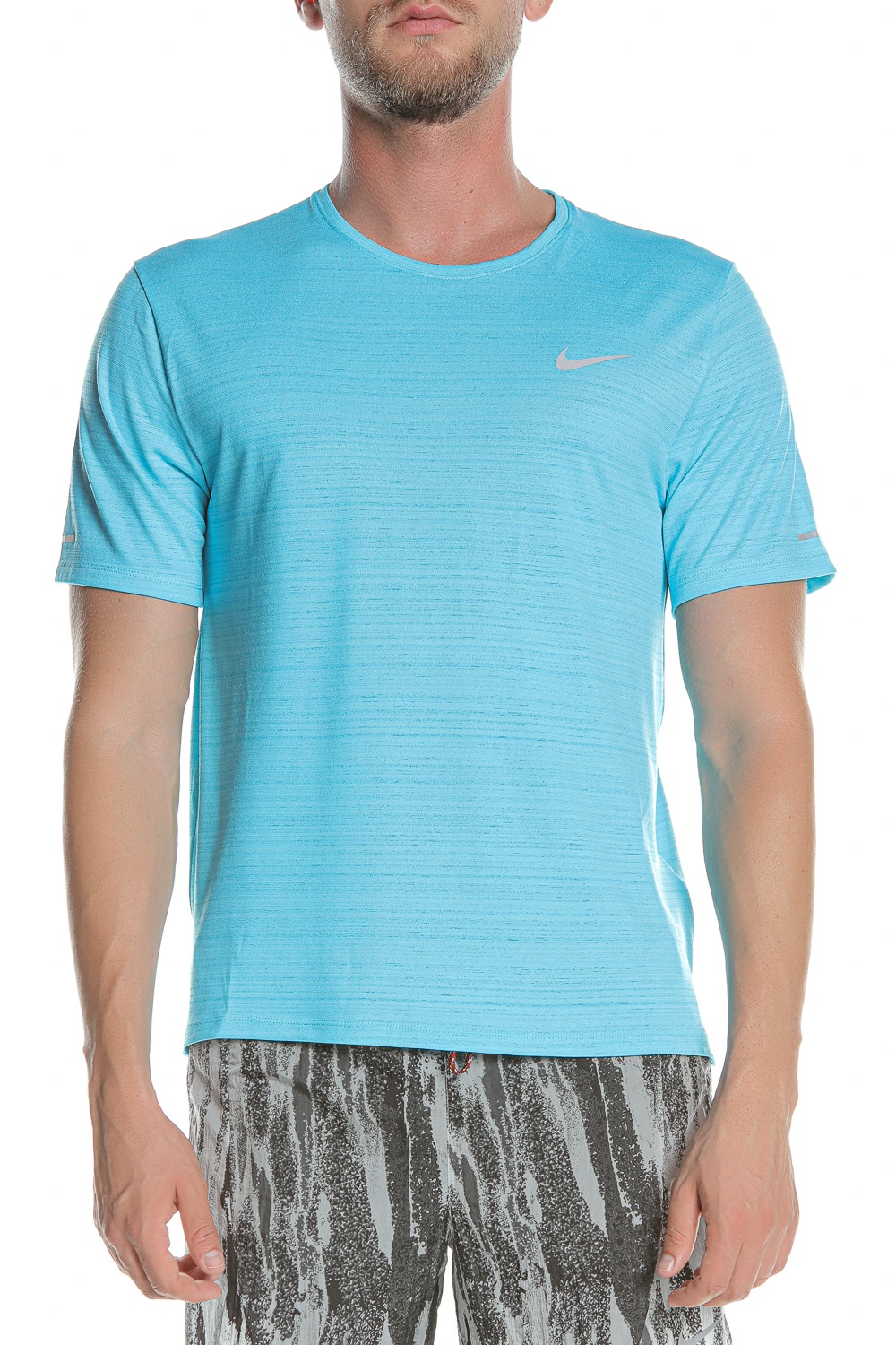 Ανδρικά/Ρούχα/Αθλητικά/T-shirt NIKE - Ανδρική μπλούζα NIKE DF MILER TOP SS γαλάζια