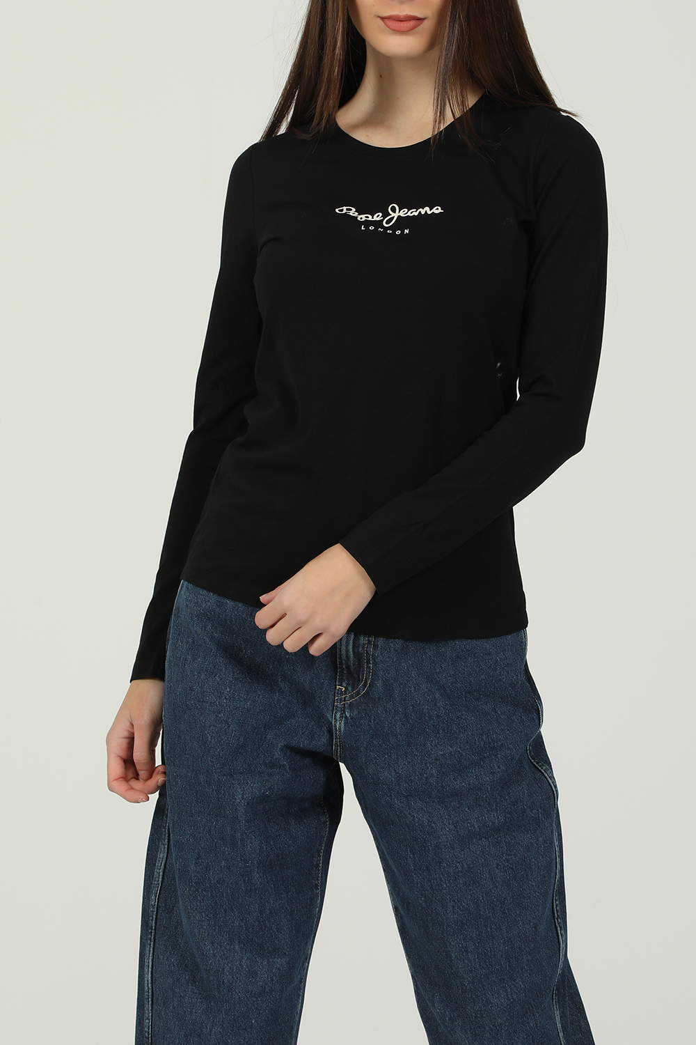 PEPE JEANS – Γυναικεία μακρυμάνικη μπλούζα PEPE JEANS NEW VIRGINIA μαύρη 1822898.0-0071