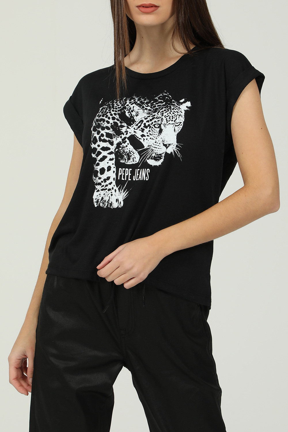 Γυναικεία/Ρούχα/Μπλούζες/Κοντομάνικες PEPE JEANS - Γυναικεία κοντομάνικη μπλούζα PEPE JEANS PANTI μαύρη