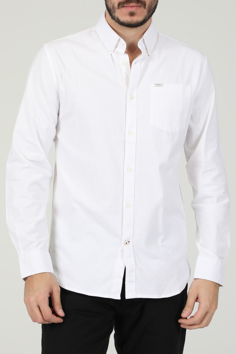 Ανδρικά/Ρούχα/Πουκάμισα/Μακρυμάνικα PEPE JEANS - Ανδρικό πουκάμισο PEPE JEANS JACKSON λευκό