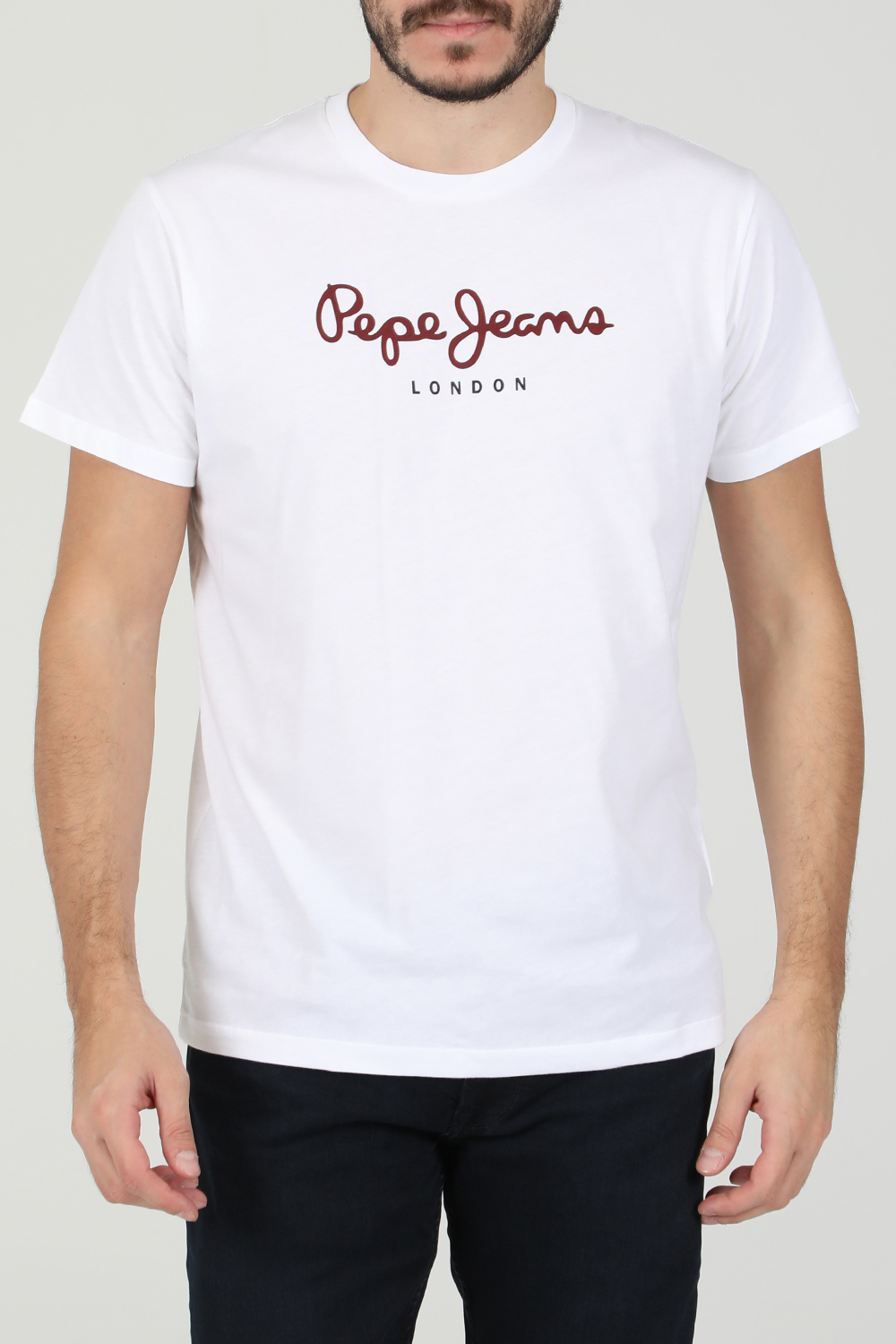 Ανδρικά/Ρούχα/Μπλούζες/Κοντομάνικες PEPE JEANS - Ανδρική κοντομάνικη μπλούζα PEPE JEANS NOS EGGO λευκή