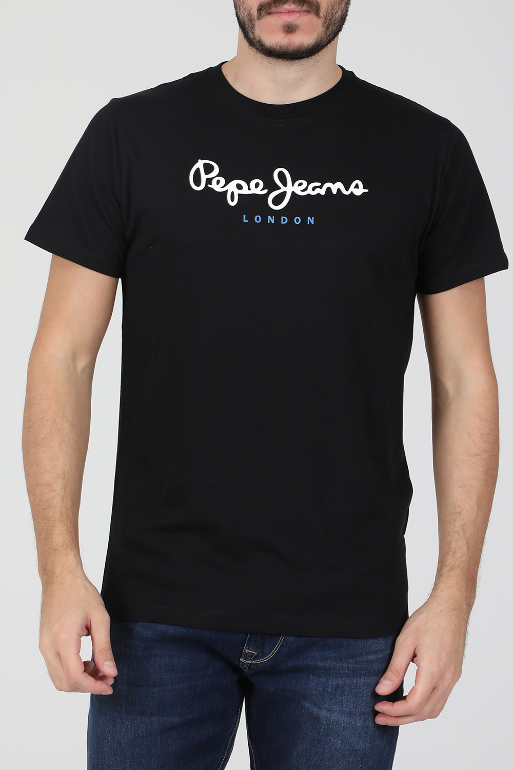 Ανδρικά/Ρούχα/Μπλούζες/Κοντομάνικες PEPE JEANS - Ανδρική κοντομάνικη μπλούζα PEPE JEANS NOS EGGO μαύρη