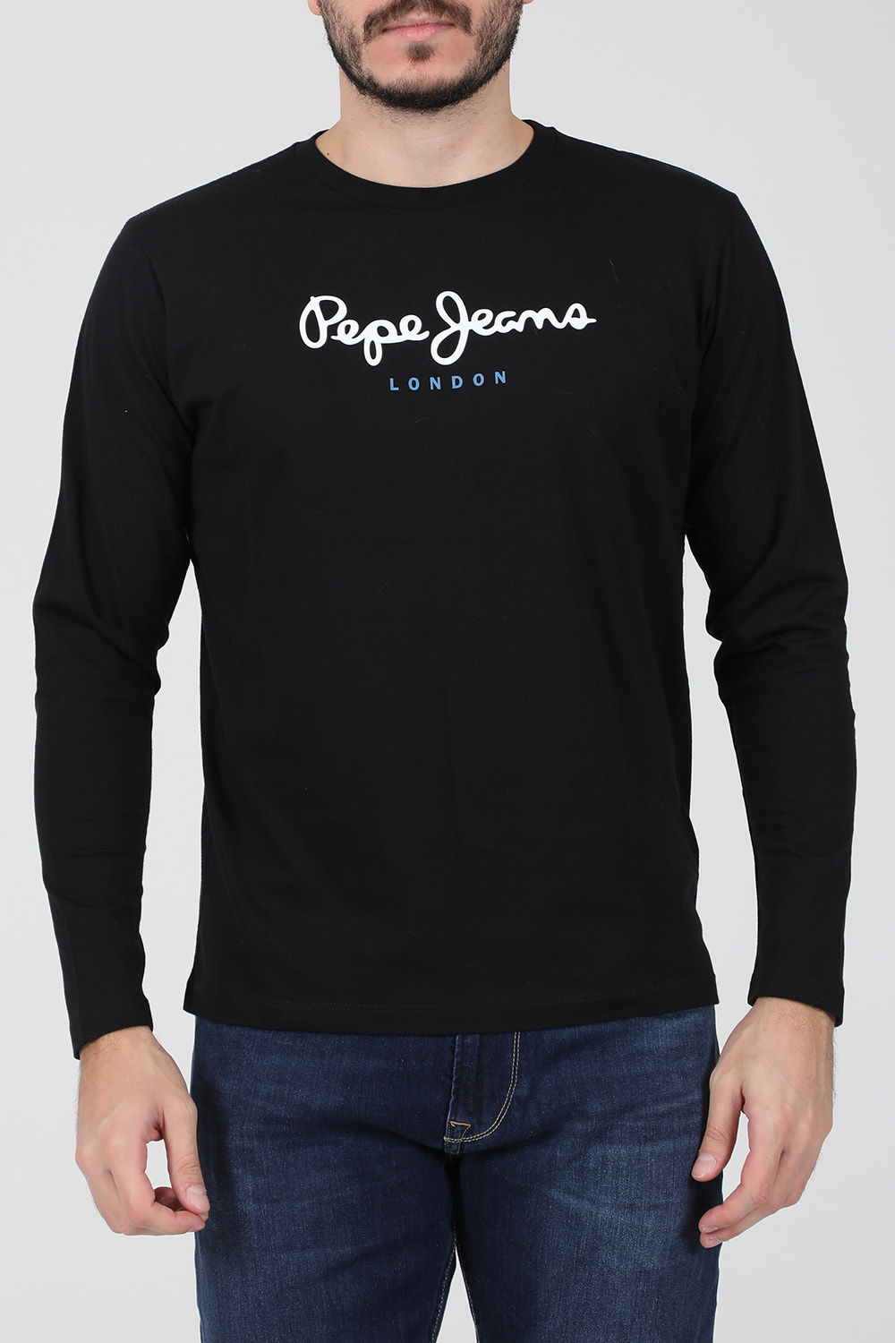 Ανδρικά/Ρούχα/Μπλούζες/Μακρυμάνικες PEPE JEANS - Ανδρική μακρυμάνικη μπλούζα PEPE JEANS NOS EGGO μαύρη