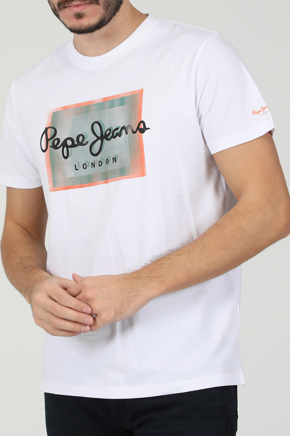 Ανδρικά/Ρούχα/Μπλούζες/Κοντομάνικες PEPE JEANS - Ανδρική κοντομάνικη μπλούζα PEPE JEANS WESLEY λευκή