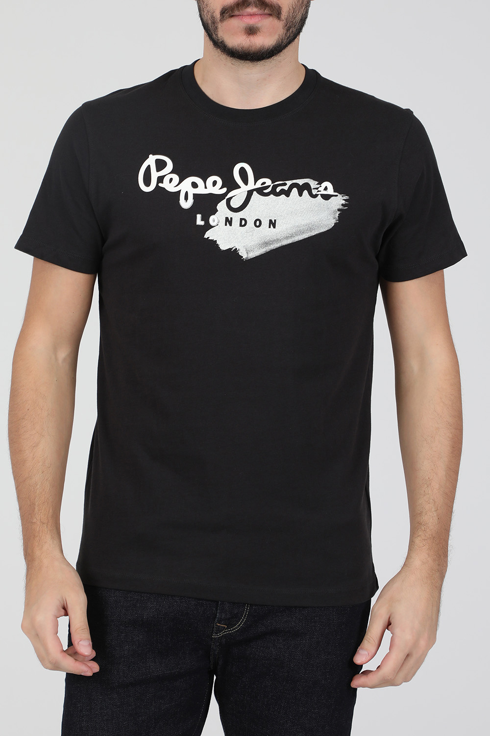 Ανδρικά/Ρούχα/Μπλούζες/Κοντομάνικες PEPE JEANS - Ανδρική κοντομάνικη μπλούζα PEPE JEANS TERRY ανθρακί