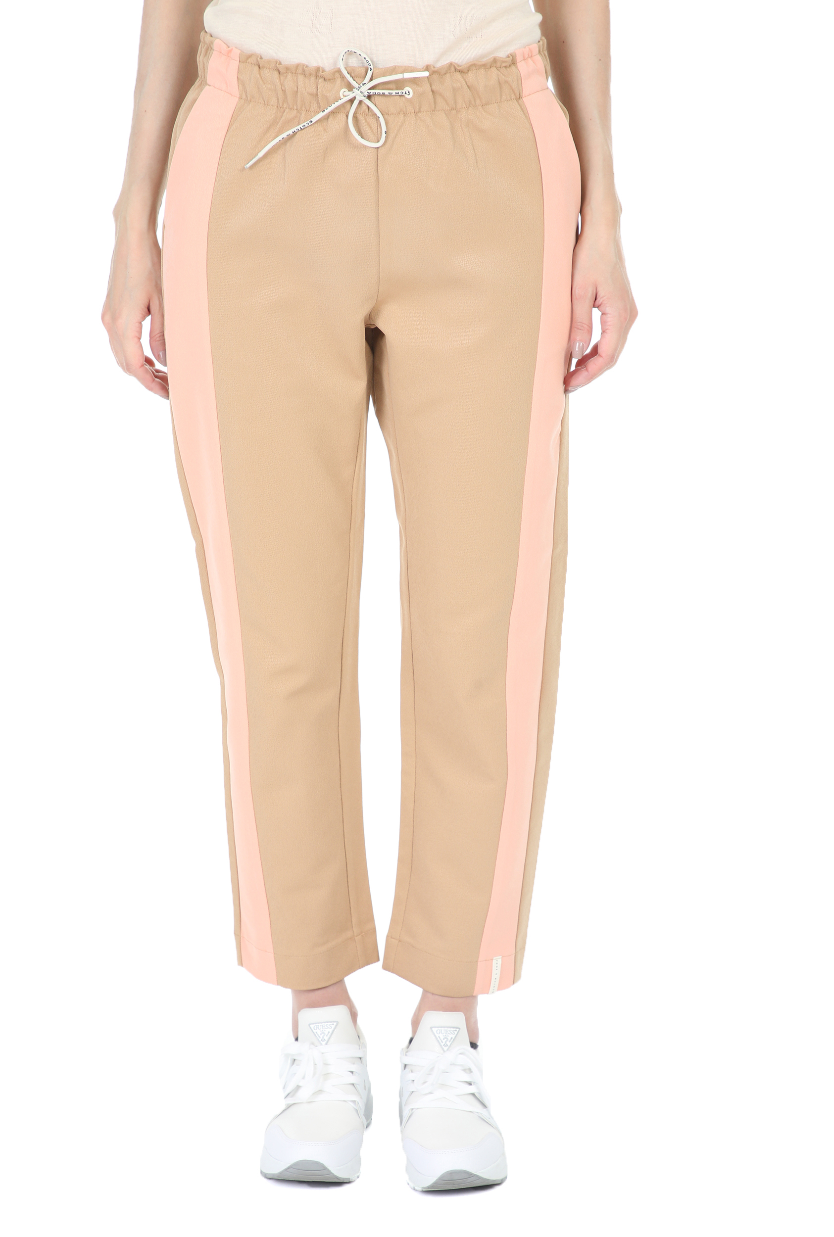 SCOTCH & SODA – Γυναικείο παντελόνι SCOTCH & SODA Club nomade tapered μπεζ ροζ 1795416.0-0101