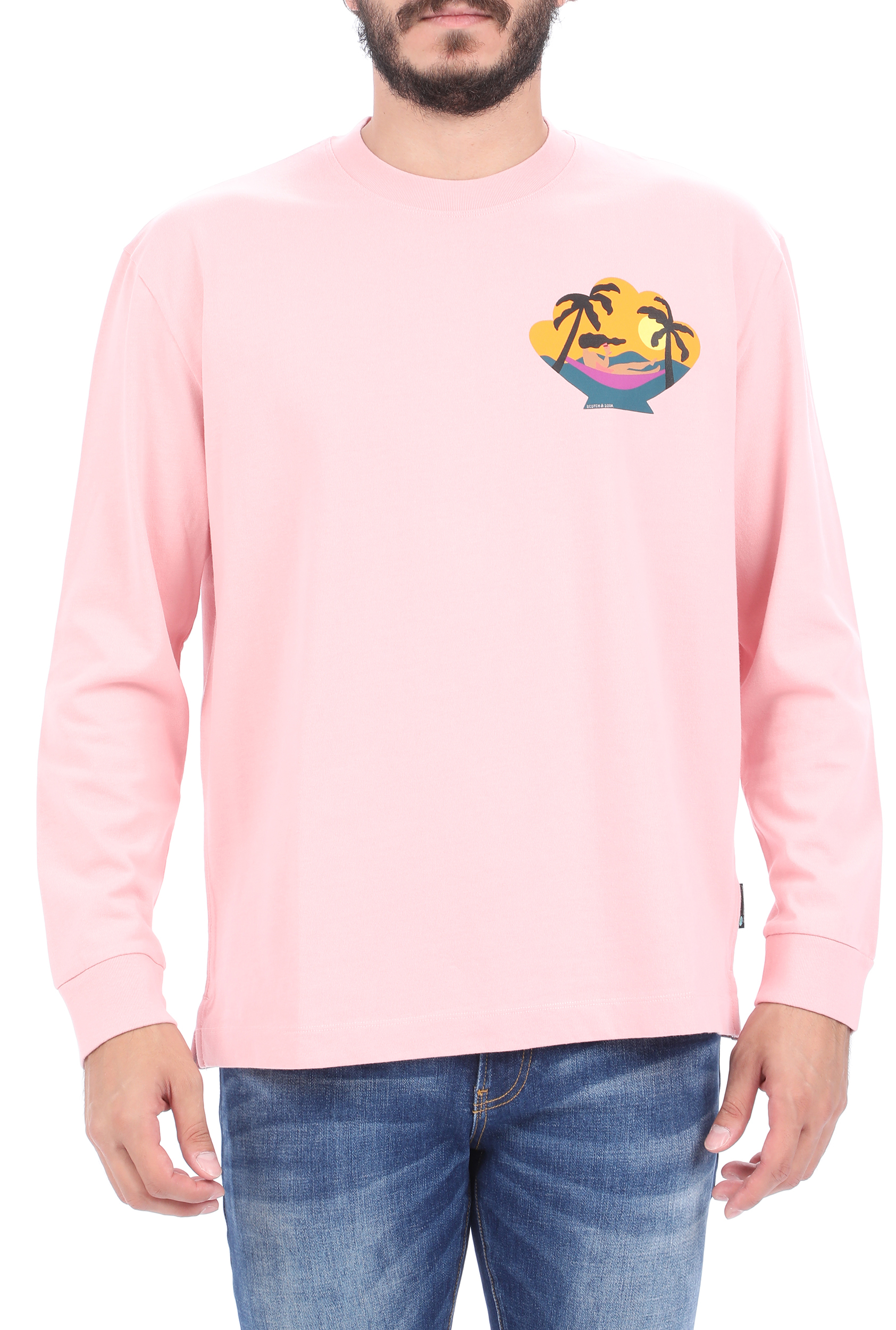 Ανδρικά/Ρούχα/Φούτερ/Μπλούζες SCOTCH & SODA - Ανδρική φούτερ μπλούζα SCOTCH & SODA Oversized heavy jersey ροζ