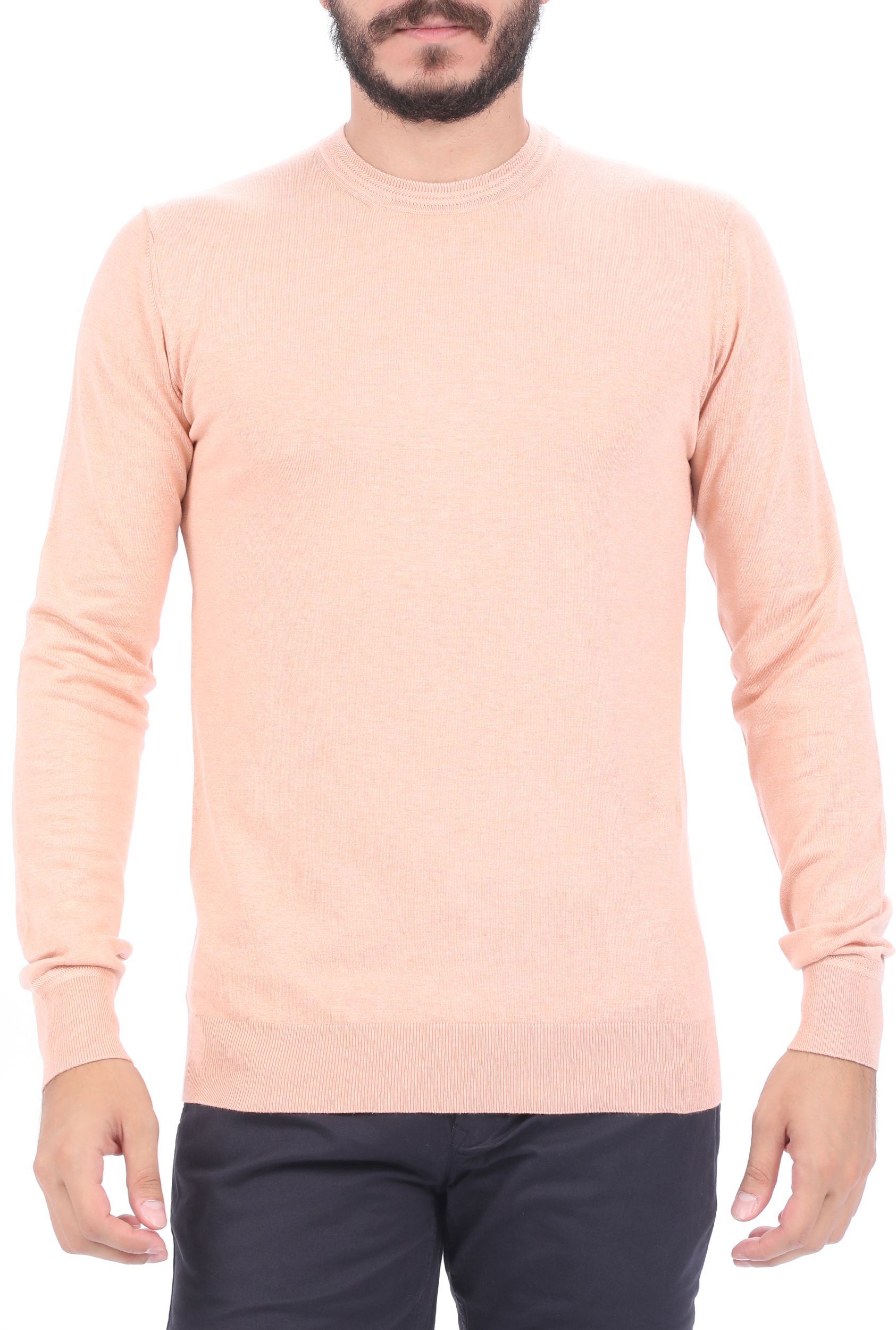 Ανδρικά/Ρούχα/Πλεκτά-Ζακέτες/Μπλούζες SCOTCH & SODA - Ανδρική πλεκτή μπλούζα SCOTCH & SODA Classic melange Ecovero blend ροζ