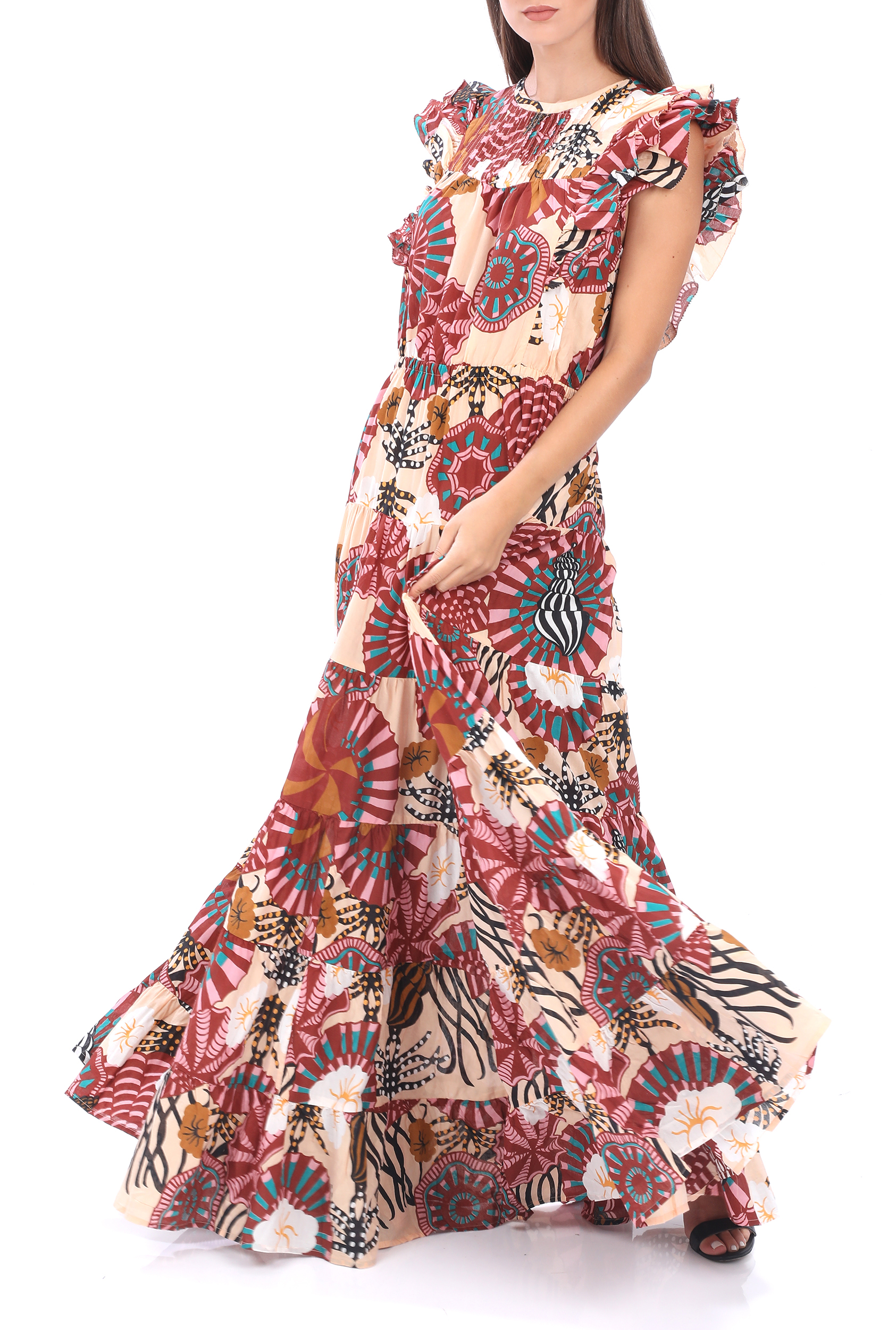 SCOTCH & SODA – Γυναικειο maxi φορεμα SCOTCH & SODA Summer dress in print ροζ κοκκινο