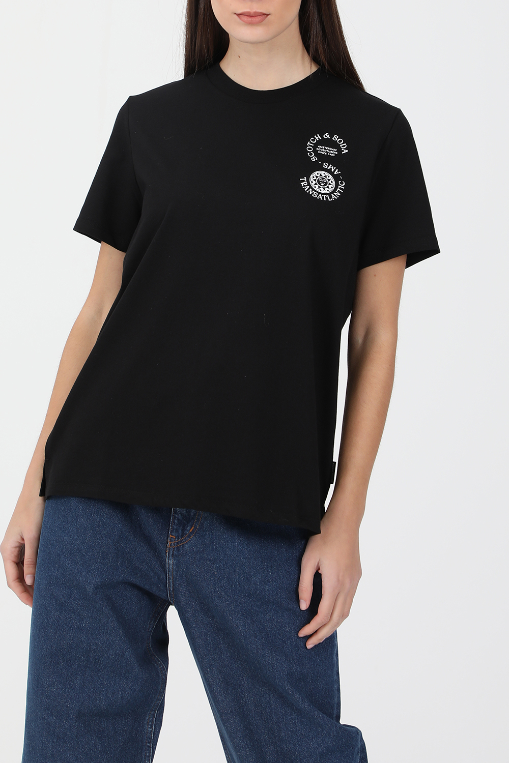 SCOTCH & SODA – Γυναικεία κοντομάνικη μπλούζα SCOTCH & SODA μαύρη 1821035.0-7171