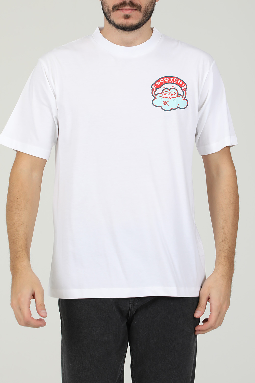 SCOTCH & SODA – Ανδρική κοντομάνικη μπλούζα SCOTCH & SODA λευκή 1821048.0-9191