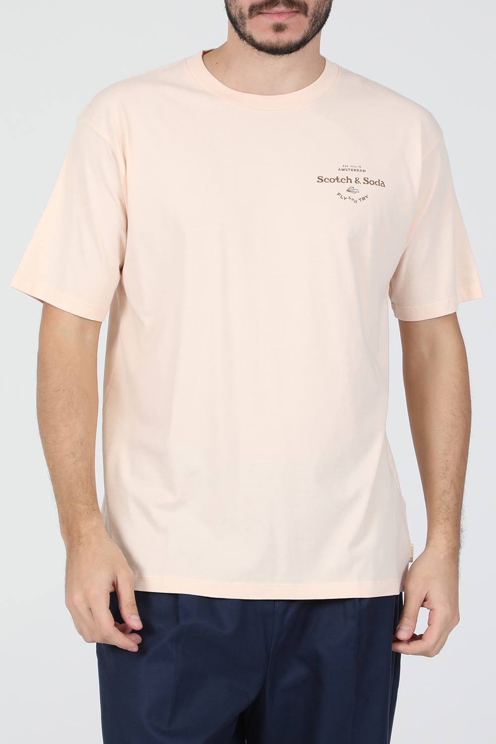 Ανδρικά/Ρούχα/Μπλούζες/Κοντομάνικες SCOTCH & SODA - Ανδρική κοντομάνικη μπλούζα SCOTCH & SODA ροζ
