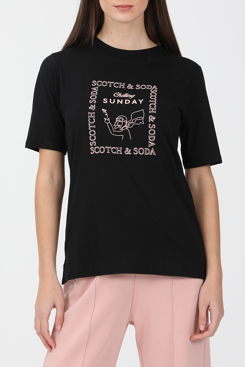 SCOTCH & SODA – Γυναικεία κοντομάνικη μπλούζα SCOTCH & SODA μαύρη 1821057.0-7171