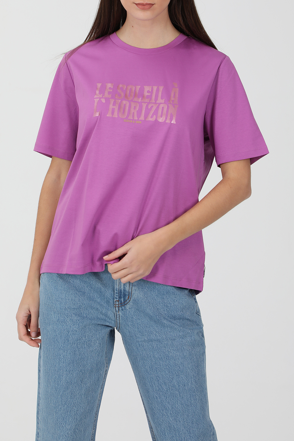 Γυναικεία/Ρούχα/Μπλούζες/Κοντομάνικες SCOTCH & SODA - Γυναικεία κοντομάνικη μπλούζα SCOTCH & SODA μοβ