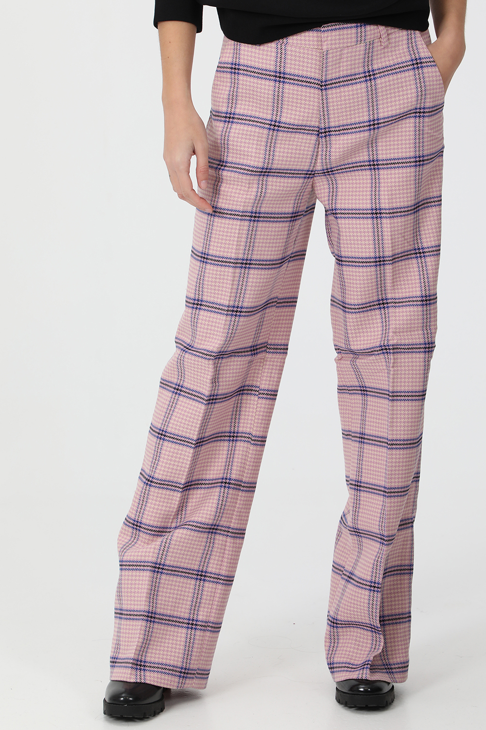 SCOTCH & SODA – Γυναικεία παντελόνα SCOTCH & SODA Edie tailored wide leg ροζ εκρού μπλε 1821103.0-0106
