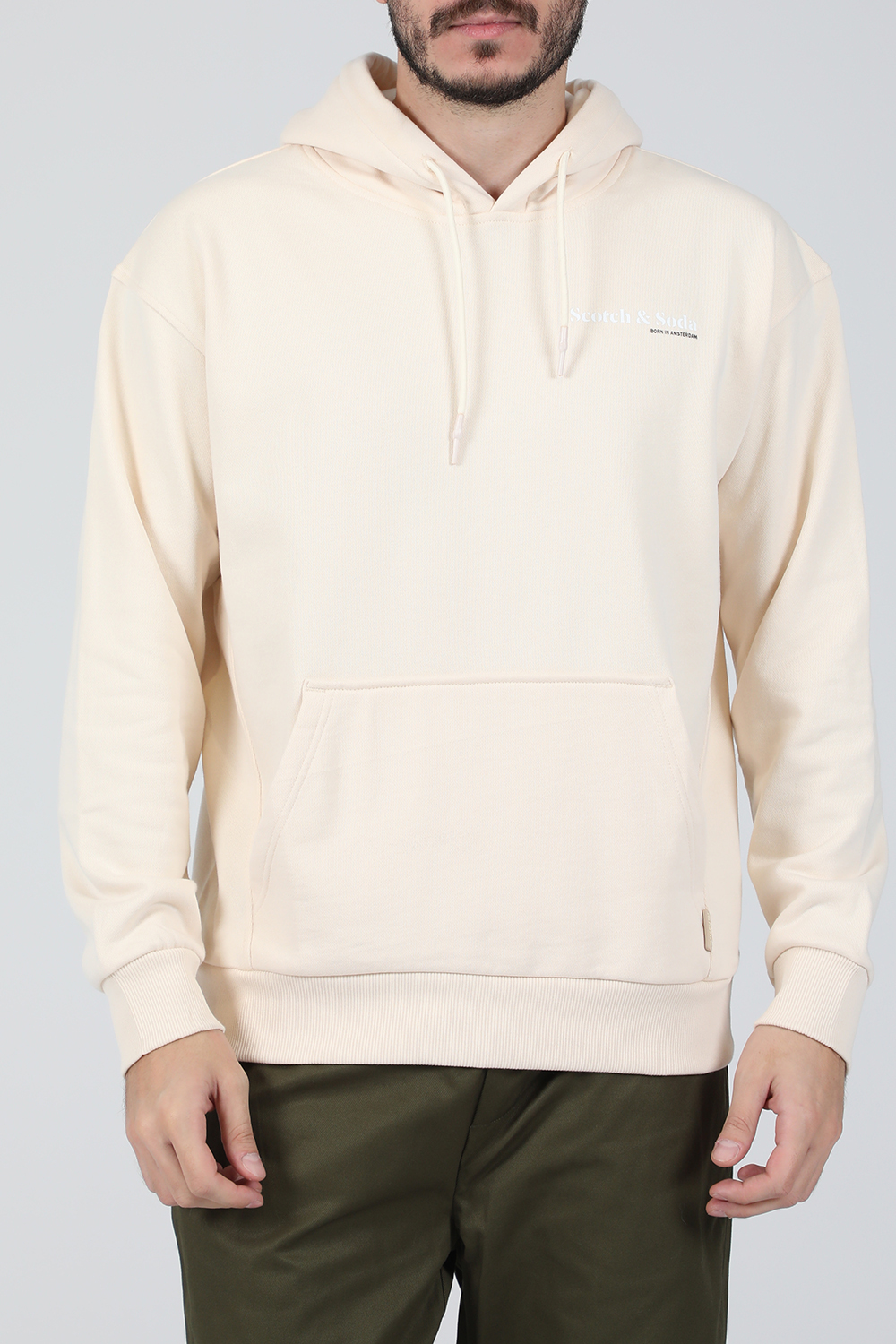 Ανδρικά/Ρούχα/Μπλούζες/Φούτερ SCOTCH & SODA - Ανδρική φούτερ μπλούζα SCOTCH & SODA Relaxed-fit felpa hoodie μπεζ