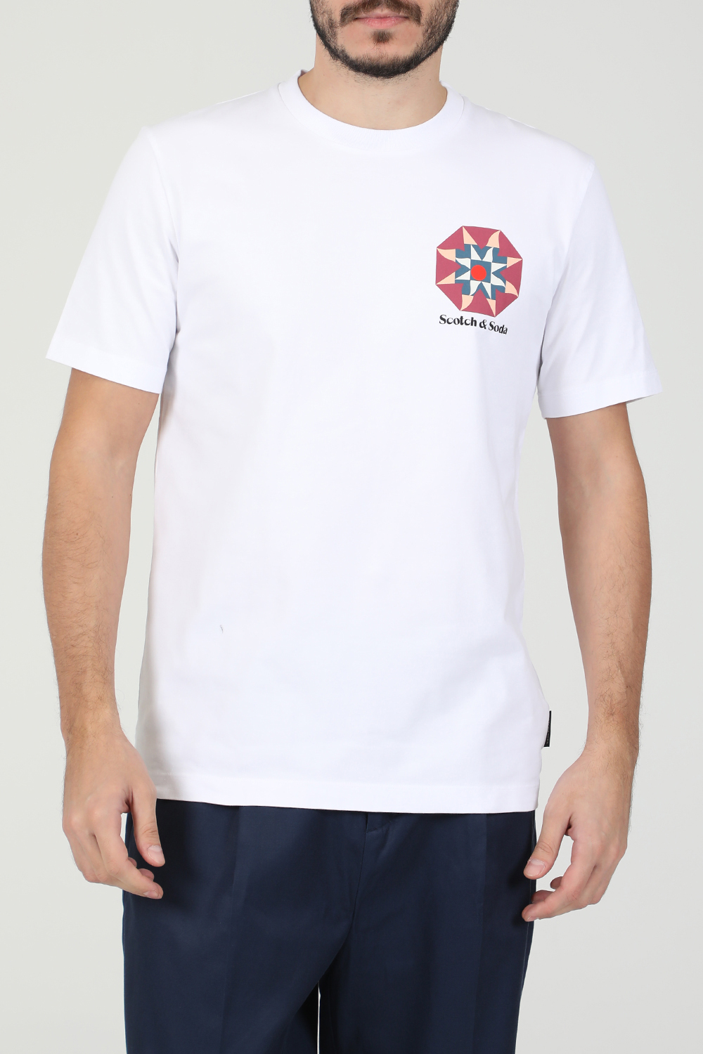 SCOTCH & SODA – Ανδρική κοντομάνικη μπλούζα SCOTCH & SODA λευκή 1821140.0-9292