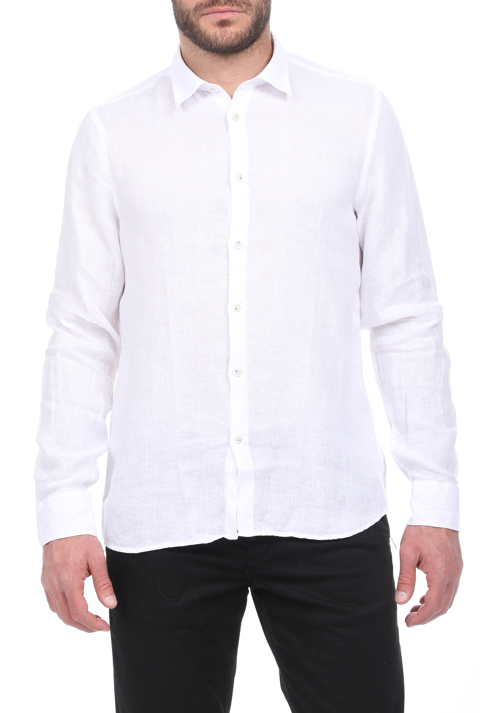 Ανδρικά/Ρούχα/Πουκάμισα/Μακρυμάνικα SSEINSE - Ανδρικό λινό πουκάμισο SSEINSE λευκό