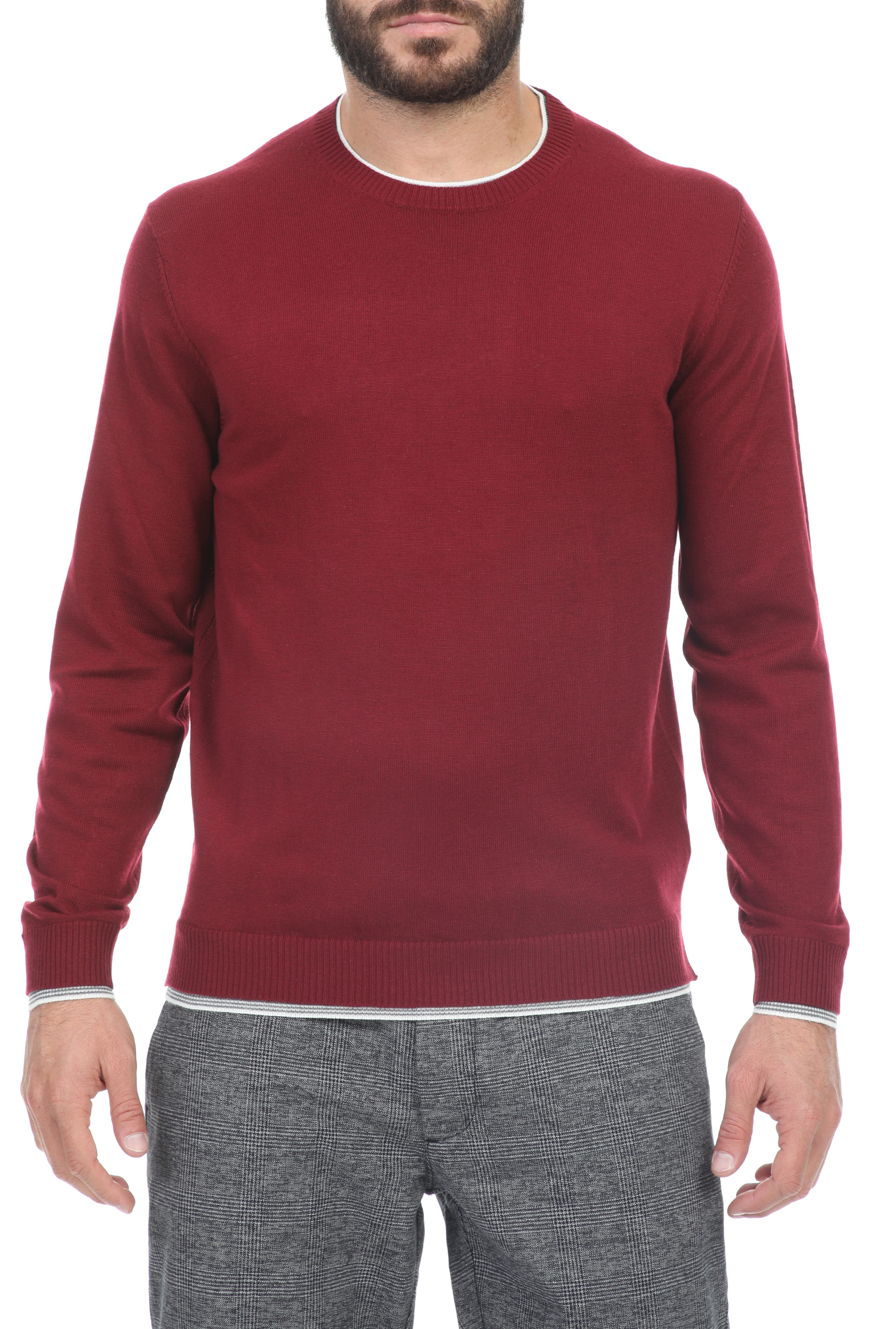 Ανδρικά/Ρούχα/Πλεκτά-Ζακέτες/Μπλούζες SSEINSE - Ανδρική πλεκτή μπλούζα SSEINSE κόκκινη