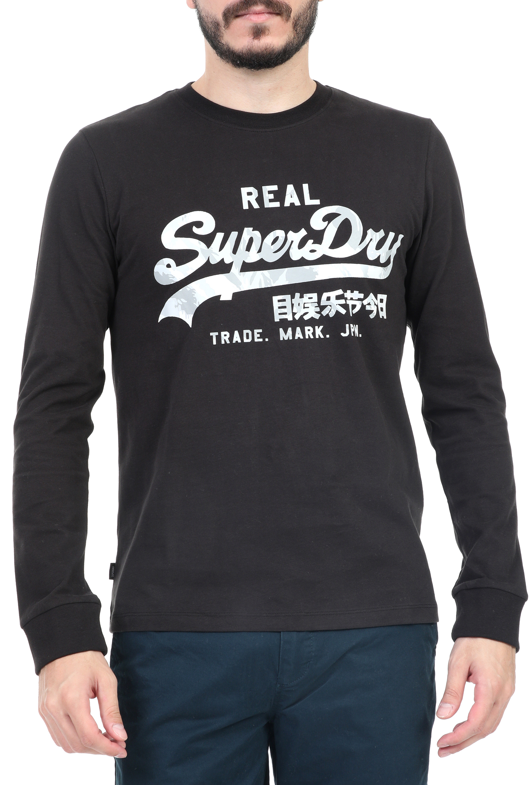 Ανδρικά/Ρούχα/Μπλούζες/Μακρυμάνικες SUPERDRY - Ανδρική μακρυμάνικη μπλούζα SUPERDRY μαύρη