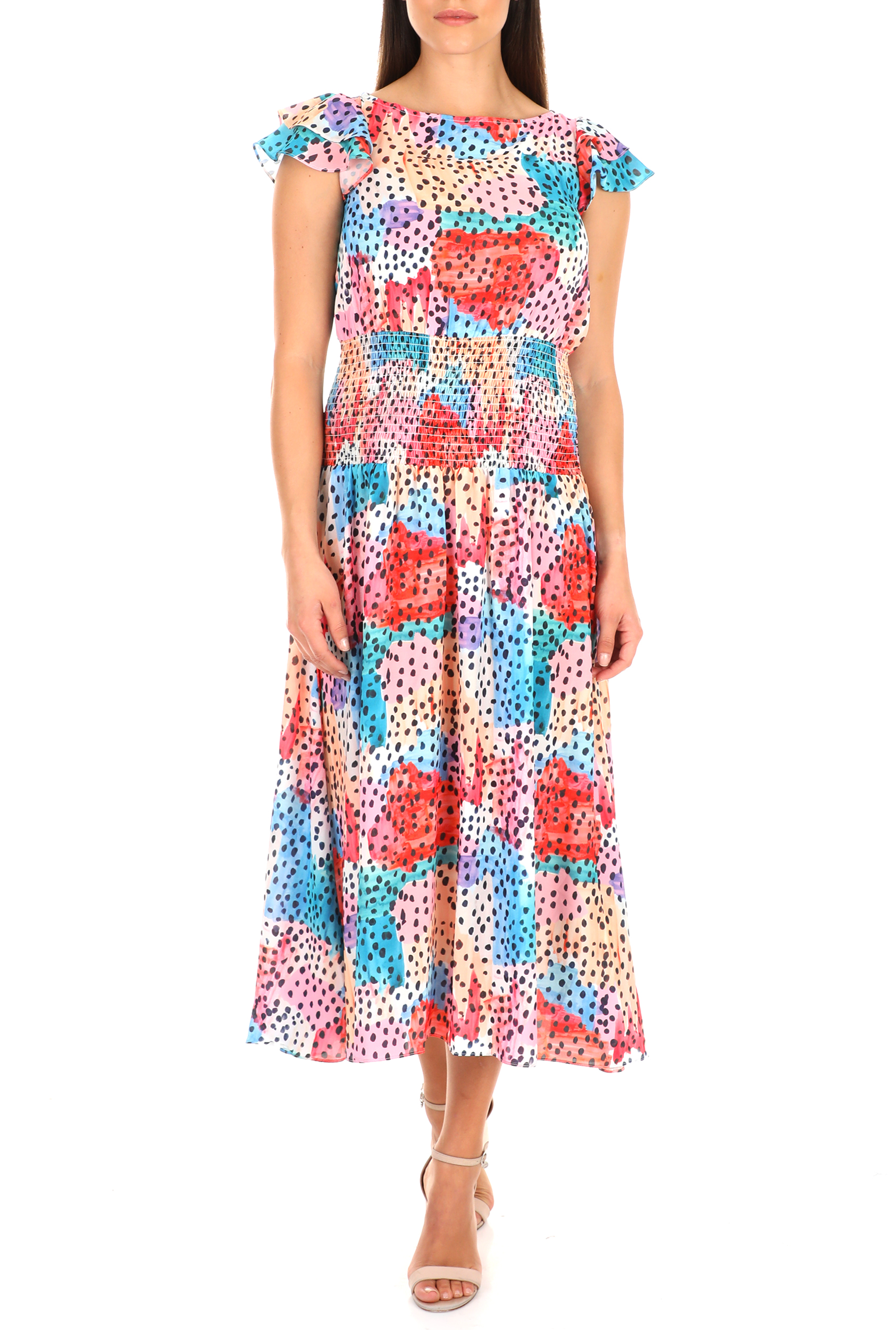 TRAFFIC PEOPLE – Γυναικείο midi φόρεμα Watercolour TRAFFIC PEOPLE με μοτίβο 1783254.0-0000