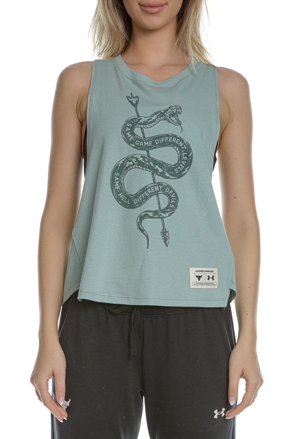 UNDER ARMOUR – Γυναικείο αμάνικο t-shirt UNDER ARMOUR Prjct Rock No Tmw Tank T-SH πράσινο 1808365.0-V564