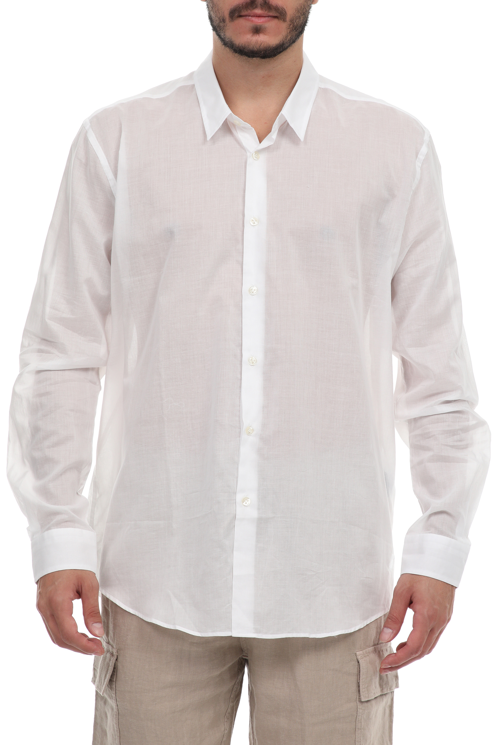 Ανδρικά/Ρούχα/Πουκάμισα/Μακρυμάνικα VILEBREQUIN - Ανδρικό πουκάμισο VILEBREQUIN CARACAL λευκό