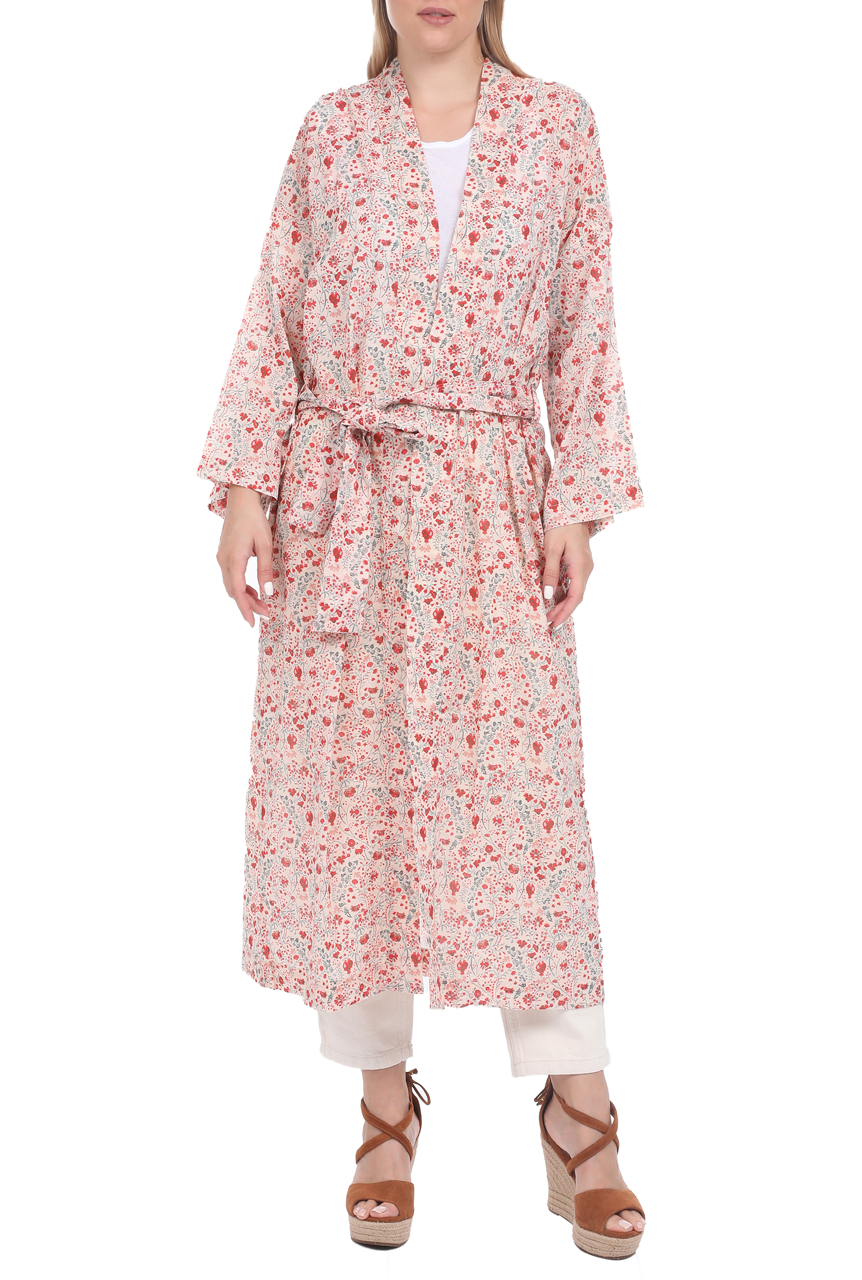 MABE – Γυναικείο μακρύ κιμονό MABE KELBY DRESSING GOWN μπεζ κόκκινο 1811565.0-0000