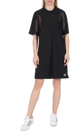 adidas Originals-Γυναικείο mini φόρεμα adidas Originals LACE TEE DRESS μαύρο