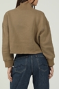 AMERICAN VINTAGE-Γυναικεία cropped φούτερ μπλούζα AMERICAN VINTAGE σκούρη μπεζ