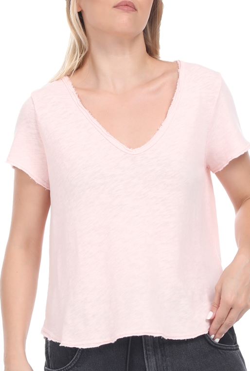AMERICAN VINTAGE-Γυναικεία cropped μπλούζα AMERICAN VINTAGE ροζ