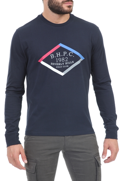 BEVERLY HILLS POLO CLUB-Ανδρική μπλούζα BEVERLY HILLS POLO CLUB M L/S CREW μπλε