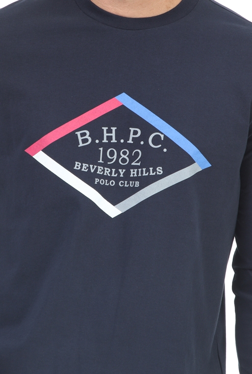 BEVERLY HILLS POLO CLUB-Ανδρική μπλούζα BEVERLY HILLS POLO CLUB M L/S CREW μπλε