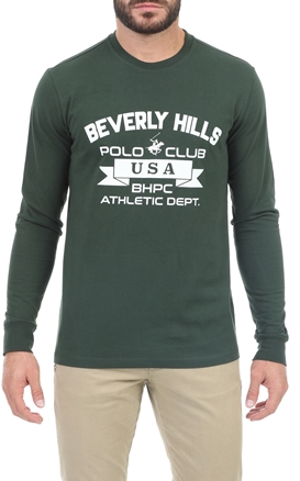 BEVERLY HILLS POLO CLUB-Ανδρική μπλούζα BEVERLY HILLS POLO CLUB M L/S CREW πράσινη