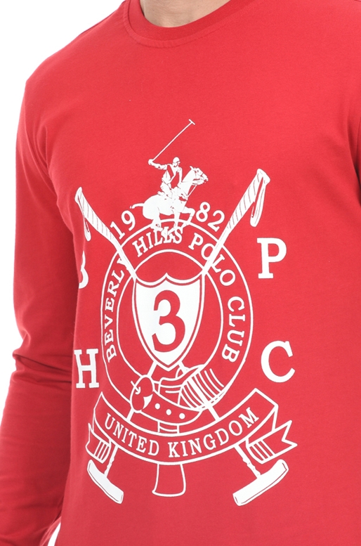 BEVERLY HILLS POLO CLUB-Ανδρική μπλούζα BEVERLY HILLS POLO CLUB κόκκινη