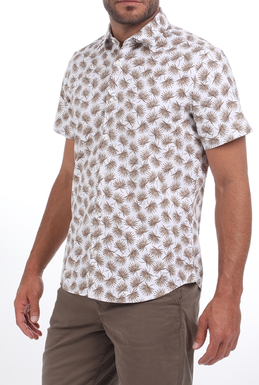 BOSS-Ανδρικό πουκάμισο BOSS Rash λευκό μπεζ