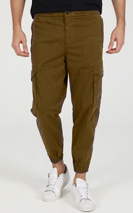 BOSS-Ανδρικό βαμβακερό παντελόνι BOSS Seiland χακί