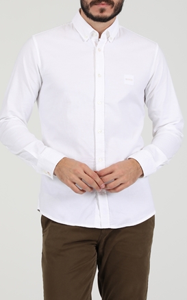 BOSS-Ανδρικό βαμβακερό πουκάμισο BOSS Mabsoot_1 λευκό